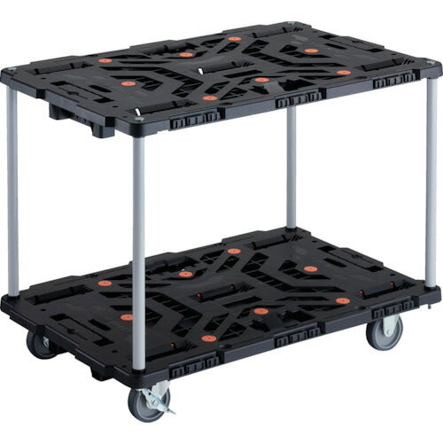 ＴＲＵＳＣＯ　連結式樹脂製２段台車　ビートル　９００Ｘ６００　自在３輪　内２輪ストッパー付　ハンドルなし BT920J3S2-E100