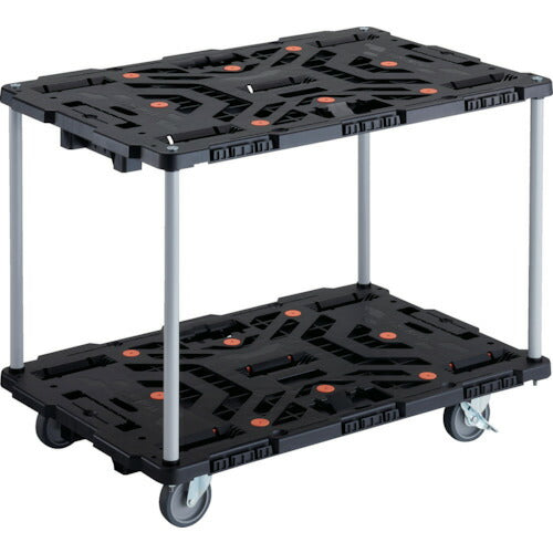 ＴＲＵＳＣＯ　連結式樹脂製２段台車　ビートル　９００Ｘ６００　自在５輪　内２輪ストッパー付　ハンドルなし BT920J5S2-E100