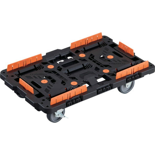 ＴＲＵＳＣＯ　連結式樹脂製平台車　ビートル　７００Ｘ４５０　自在３輪　内２輪ストッパー付　コボレ止めセット付 BT700KJ3S2-E100