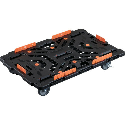ＴＲＵＳＣＯ　連結式樹脂製平台車　ビートル　９００Ｘ６００　自在５輪　内２輪ストッパー付　コボレ止めセット付 BT900KJ5S2-E100