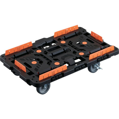 ＴＲＵＳＣＯ　連結式樹脂製平台車　ビートル　７００Ｘ４５０　自在５輪　内２輪ストッパー付　コボレ止めセット付 BT700KJ5S2-E100