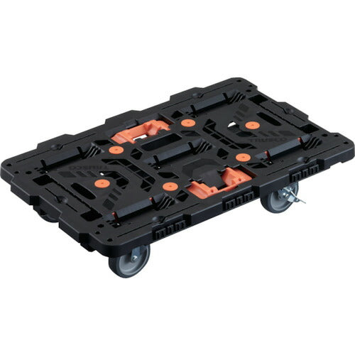 ＴＲＵＳＣＯ　連結式樹脂製平台車　ビートル　７００Ｘ４５０　自在５輪　内２輪ストッパー付　とめたろう付 BT700J5S2-E100T