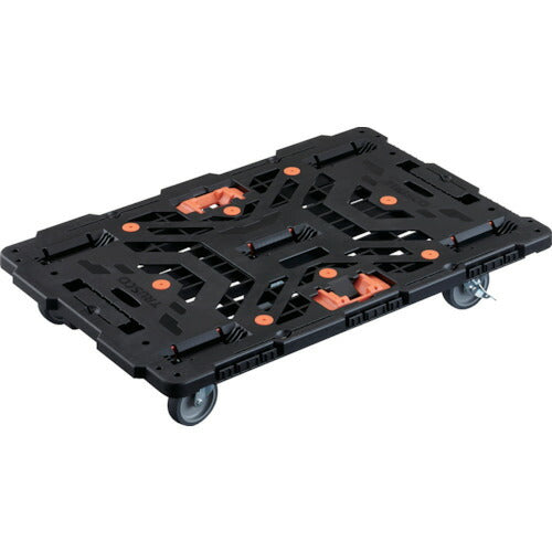 ＴＲＵＳＣＯ　連結式樹脂製平台車　ビートル　９００Ｘ６００　自在５輪　内２輪ストッパー付　とめたろう付 BT900J5S2-E100T