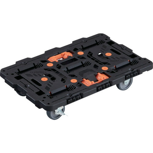 ＴＲＵＳＣＯ　連結式樹脂製平台車　ビートル　７００Ｘ４５０　自在３輪　内２輪ストッパー付　とめたろう付 BT700J3S2-E100T