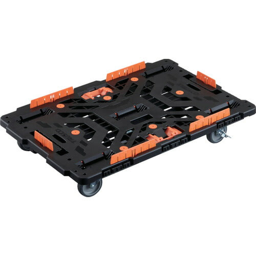 ＴＲＵＳＣＯ　連結式樹脂製平台車　ビートル　９００Ｘ６００　自在５輪　内２輪ストッパー付　コボレ止めセット　とめたろう付 BT900KJ5S2-E100T