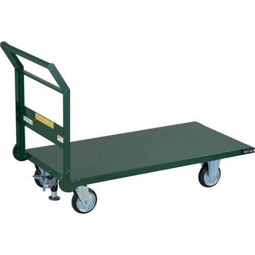 ＴＲＵＳＣＯ　鋼鉄製運搬車　ハンドル側自在車輪　１２００Ｘ６００　Φ１５０プレス車　Ｌストッパー付 SH-2LCS