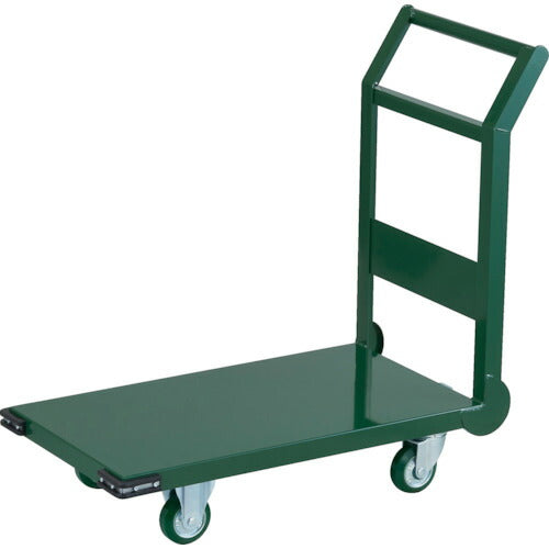 ＴＲＵＳＣＯ　鋼鉄製運搬車　ハンドル側自在車輪　８００Ｘ４５０　Φ１００ウレタン車　緑 SH-3UC
