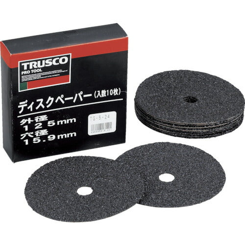 ＴＲＵＳＣＯ　ディスクペーパー５型　Φ１２５Ｘ１５．９　＃１００　（１０枚入） TG5-100