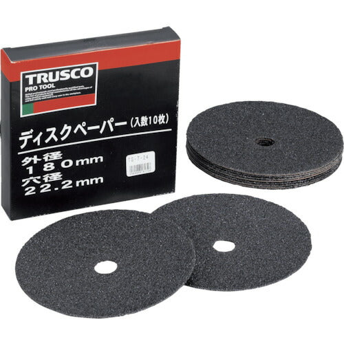 ＴＲＵＳＣＯ　ディスクペーパー７型　Φ１８０Ｘ２２．２　＃８０　（１０枚入） TG7-80