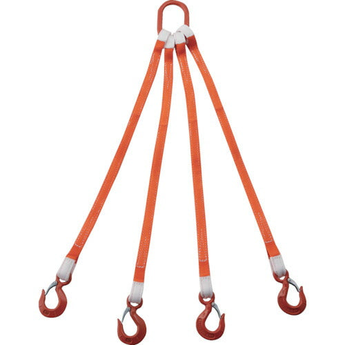 ＴＲＵＳＣＯ　４本吊ベルトスリングセット　２５ｍｍ幅Ｘ１ｍ　吊り角度６０°時荷重１．７２ｔ（最大使用荷重２ｔ） G25-4P10-1.72