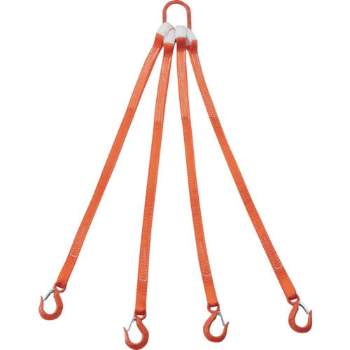 ＴＲＵＳＣＯ　４本吊ベルトスリングセット　２５ｍｍ幅Ｘ１ｍ　吊り角度６０°時荷重０．８６ｔ（最大使用荷重１ｔ） G25-4P10-0.86