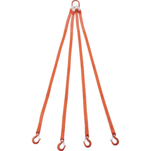 ＴＲＵＳＣＯ　４本吊ベルトスリングセット　２５ｍｍ幅Ｘ１．５ｍ　吊り角度６０°時荷重０．８６ｔ（最大使用荷重１ｔ） G25-4P15-0.86