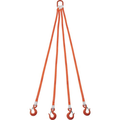 ＴＲＵＳＣＯ　４本吊ベルトスリングセット　２５ｍｍ幅Ｘ２ｍ　吊り角度６０°時荷重２．５８ｔ（最大使用荷重３ｔ） G25-4P20-2.58