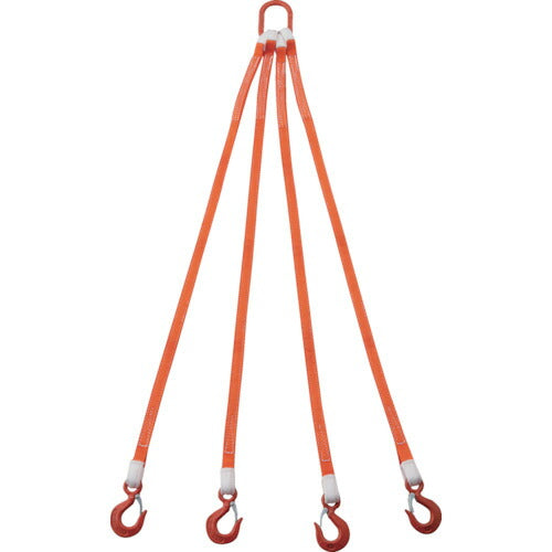 ＴＲＵＳＣＯ　４本吊ベルトスリングセット　２５ｍｍ幅Ｘ１．５ｍ　吊り角度６０°時荷重１．７２ｔ（最大使用荷重２ｔ） G25-4P15-1.72