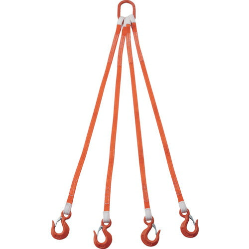 ＴＲＵＳＣＯ　４本吊ベルトスリングセット　２５ｍｍ幅Ｘ１．５ｍ　吊り角度６０°時荷重２．５８ｔ（最大使用荷重３ｔ） G25-4P15-2.58