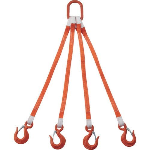 ＴＲＵＳＣＯ　４本吊ベルトスリングセット　２５ｍｍ幅Ｘ１ｍ　吊り角度６０°時荷重２．５８ｔ（最大使用荷重３ｔ） G25-4P10-2.58