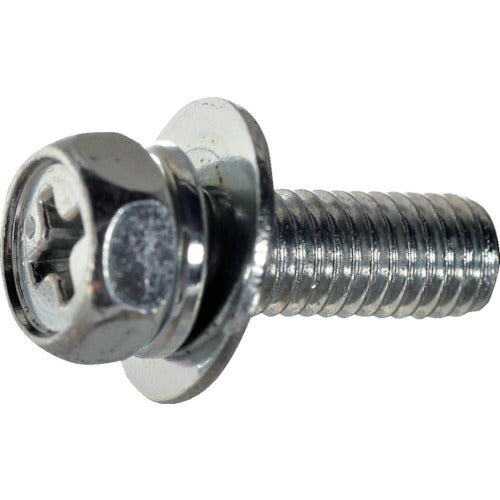 【取寄品】 ＴＲＵＳＣＯ 十字穴付アプセット組込 Ｐ＝３ 三価白 Ｍ４×８ ３７０本入 ／（＋）アプセットボルト ばね座金＋ＪＩＳワッシャー付き ヘキサゴンパック S014-0408 【送料都度見積】