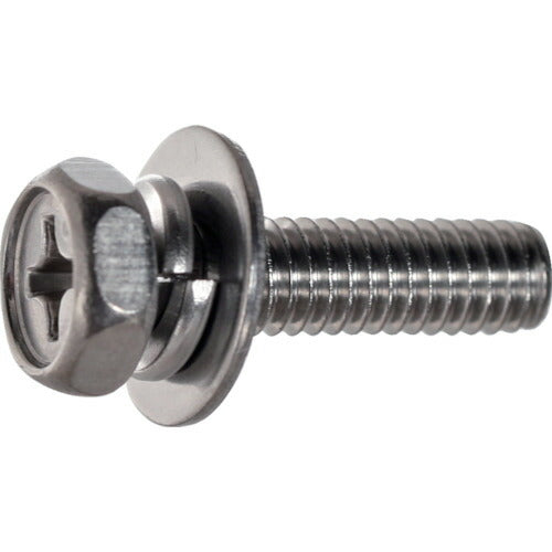 【取寄品】 ＴＲＵＳＣＯ 座金・バネ座金組込十字穴付ボルト（ステンレス） Ｐ＝３ Ｍ５×１５ １８０本入 ヘキサゴンパック S018-0515 【送料都度見積】