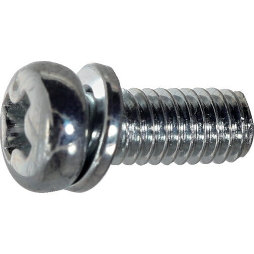 【取寄品】 ＴＲＵＳＣＯ ナベ頭座金組込ねじ 三価白 Ｐ＝２ Ｍ３×５ １３００本入 ヘキサゴンパック （ばね座金付き） S011-0305 【送料都度見積】