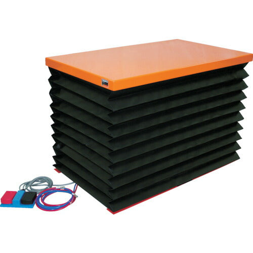 ＴＲＵＳＣＯ　テーブルリフト　５００ｋｇ　電動Ｂねじ式　１００Ｖ　７５０Ｘ１２００ｍｍ　蛇腹付 HDL-L50712VJ-12