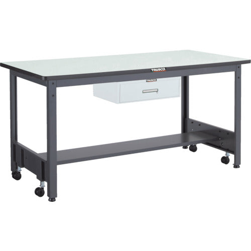 ＴＲＵＳＣＯ　中荷重作業台（５００ｋｇ）ＣＦＷ型　１８００Ｘ７５０ＸＨ７４０　１段引出付　ダークグレー色 CFWP-1875F1