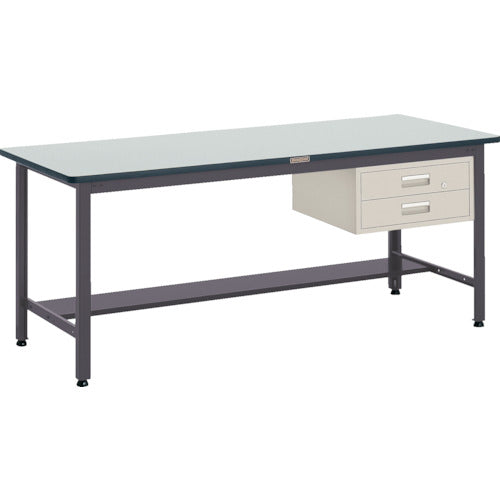 ＴＲＵＳＣＯ　中荷重作業台（５００ｋｇ）ＡＥＷ型　９００Ｘ６００ＸＨ７４０　２段引出付　ダークグレー色 AEWR-0960F2