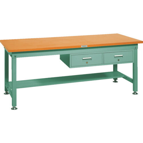 ＴＲＵＳＣＯ　中荷重作業台（１２００ｋｇ）ＨＷ型　１８００Ｘ９００ＸＨ７４０　２列引出付　グリーン色　緑 HW-1809FL2(GN)