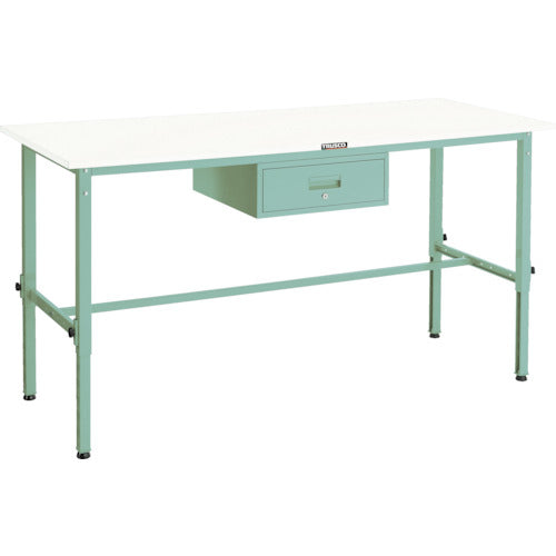 ＴＲＵＳＣＯ　軽荷重作業台高さ調節式（１５０ｋｇ）ＡＥＭ型　９００Ｘ６００ＸＨ６５０～９５０　１段引出付　グリーン色 AEM-0960F1