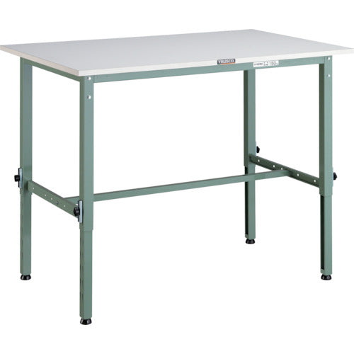 ＴＲＵＳＣＯ　軽荷重作業台高さ調節式（１５０ｋｇ）ＡＥＭ型　１２００Ｘ７５０ＸＨ６５０～９５０　基本タイプ　グリーン色 AEM-1200