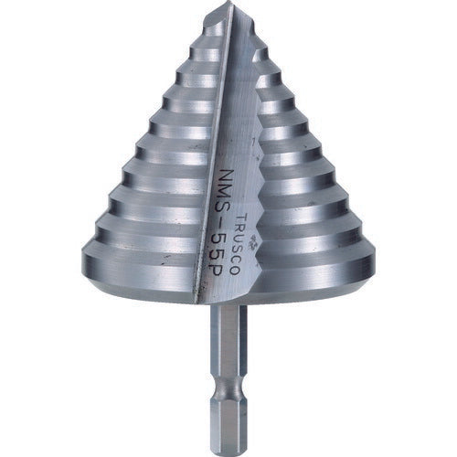 ＴＲＵＳＣＯ 六角軸樹脂用ステップドリル ２枚刃 ４５～５５ｍｍ NMS-55P
