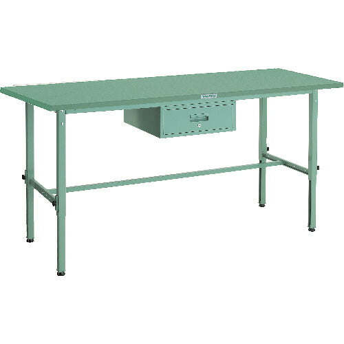 ＴＲＵＳＣＯ　軽荷重作業台高さ調節式（１５０ｋｇ）ＡＥＭ型　１８００Ｘ７５０ＸＨ６５０～９５０　１段引出付　グリーン色 SAEM-1800F1