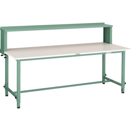 ＴＲＵＳＣＯ　軽荷重作業台高さ調節式（１５０ｋｇ）ＡＥＭ型　１８００Ｘ９００ＸＨ９５４～１２５４（全高）　上棚付　グリーン色 RAEM-1809YURB