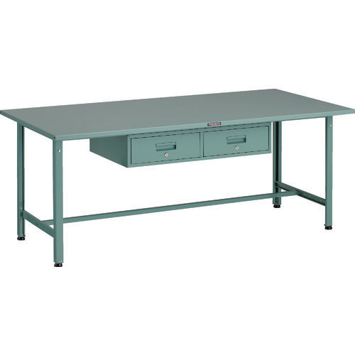 ＴＲＵＳＣＯ　軽荷重作業台（３００ｋｇ）ＡＥ型　１８００Ｘ９００ＸＨ７４０　２列引出し付　グリーン色 SAE-1809FL2