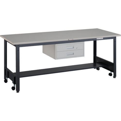 ＴＲＵＳＣＯ　中荷重作業台（５００ｋｇ）ＣＦＷ型　１８００Ｘ７５０ＸＨ７４０　２段引出付　ダークグレー色 CFWS-1875F2
