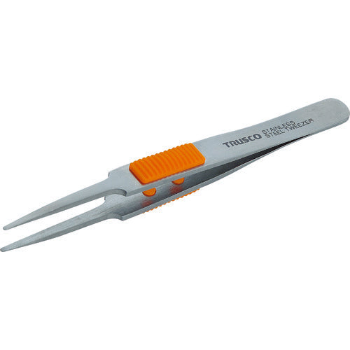 ＴＲＵＳＣＯ　ラバーグリップ付ステンレスピンセット　１２０ｍｍ　先丸型 TSP-211