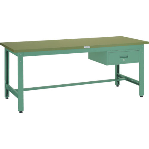ＴＲＵＳＣＯ　中荷重作業台（８００ｋｇ）ＧＷ型　１８００Ｘ７５０ＸＨ７４０　１段引出付　グリーン色 GWP-1875F1