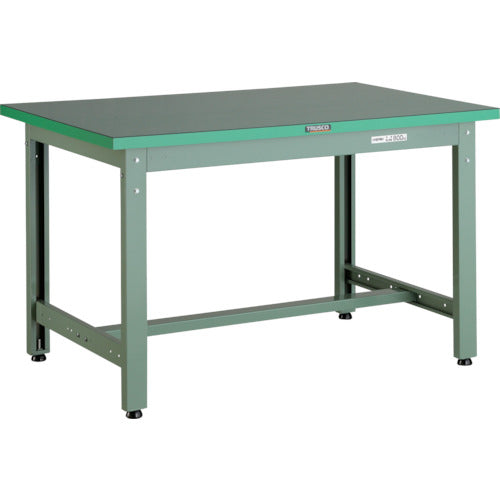 ＴＲＵＳＣＯ　中荷重作業台（８００ｋｇ）ＧＷ型　９００Ｘ４５０ＸＨ７４２　ビニールマット張り　グリーン色 GWP-0945E2