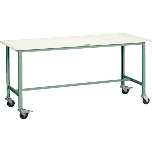 ＴＲＵＳＣＯ　軽荷重作業台（１５０ｋｇ）ＡＥ型　１８００Ｘ７５０ＸＨ８４６　φ１００キャスター付　グリーン色 AE-1800C100
