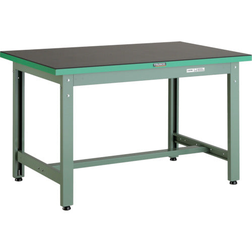 ＴＲＵＳＣＯ　中荷重作業台（８００ｋｇ）ＧＷ型　１２００Ｘ７５０ＸＨ７４５　ゴムマット張り　グリーン色 GWP-1275G5