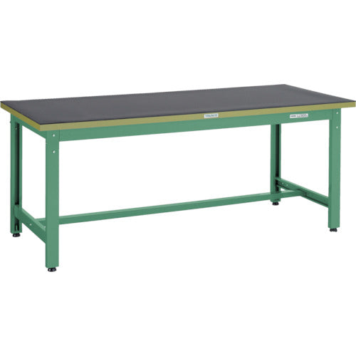 ＴＲＵＳＣＯ　中荷重作業台（８００ｋｇ）ＧＷ型　１８００Ｘ７５０ＸＨ７４５　ゴムマット張り　グリーン色 GWP-1875G5