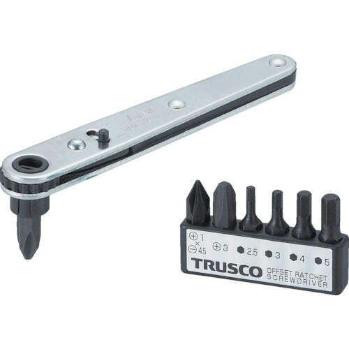 ＴＲＵＳＣＯ　オフセットラチェットドライバー　ビット７本組 TRD-417