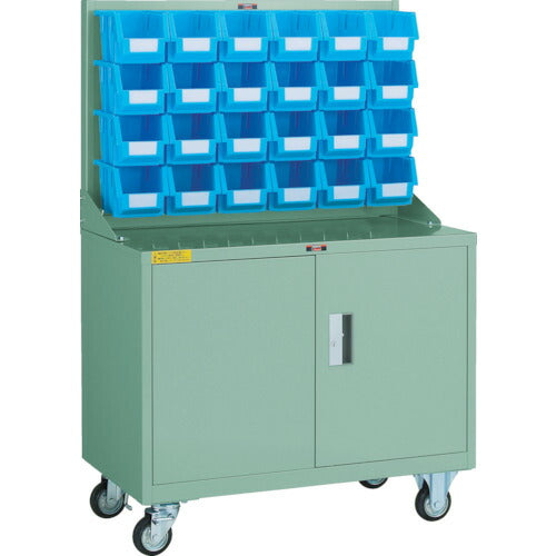 ＴＲＵＳＣＯ　パネルコンテナラック　移動式保管庫付　コンテナ中Ｘ２４ HT-0624N-C