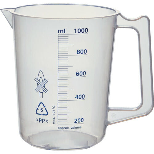 ＴＲＵＳＣＯ　ポリプロピレン青目盛ビーカー　１０００ｍｌ（取手付） HPB-1000