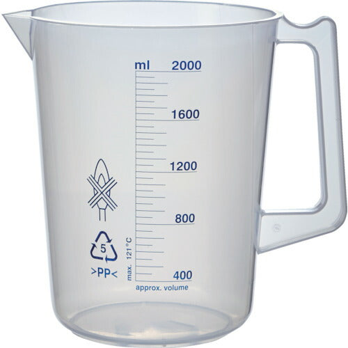 ＴＲＵＳＣＯ　ポリプロピレン青目盛ビーカー　２０００ｍｌ（取手付） HPB-2000