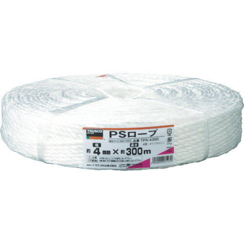 ＴＲＵＳＣＯ　ＰＳロープ　幅４ｍｍＸ長さ３００ｍ　白 TPS-4300