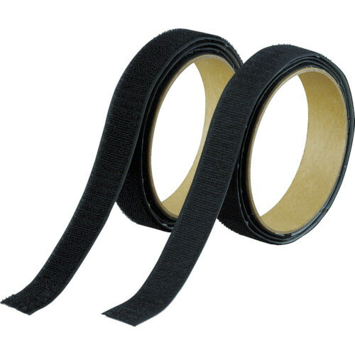 ＴＲＵＳＣＯ マジックテープ［［Ｒ下］］強粘着幅２５ｍｍ長さ１ｍ黒（１巻＝１セット） TMSD-25-BK