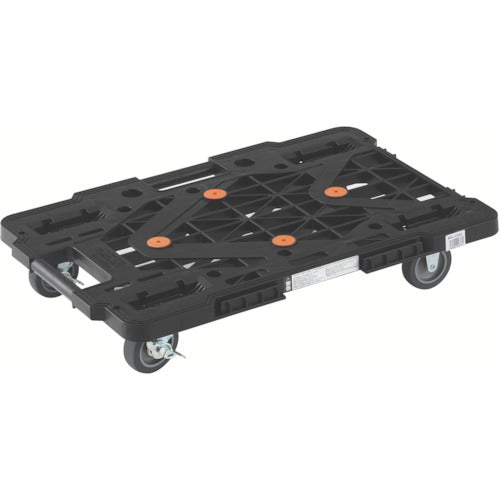 ＴＲＵＳＣＯ　樹脂製平台車　　ルートバンメッシュタイプ　６１５Ｘ４１５　自在側ストッパー付　黒 MPK-600S-BK
