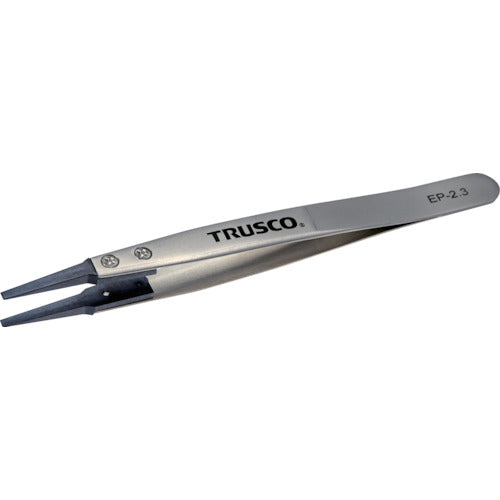 ＴＲＵＳＣＯ ＥＳＤチップピンセット 先平型 先端幅２．３ｍｍ EP-2.3