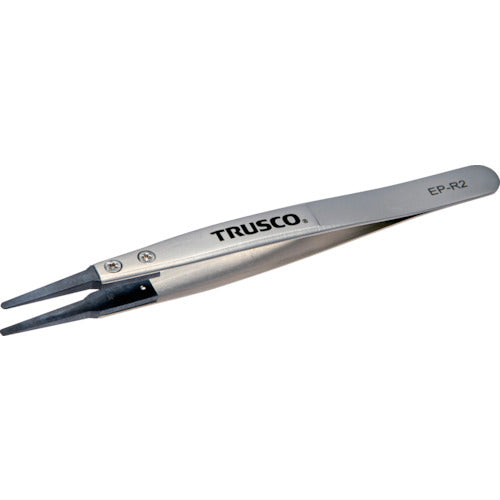 ＴＲＵＳＣＯ ＥＳＤチップピンセット 先丸型 先端幅２ｍｍ EP-R2