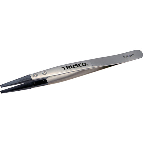 ＴＲＵＳＣＯ ＥＳＤチップピンセット 先平型 先端幅３ｍｍ EP-H3